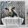 Joy Corners Holstein Brick Wall 3D Shower Curtain