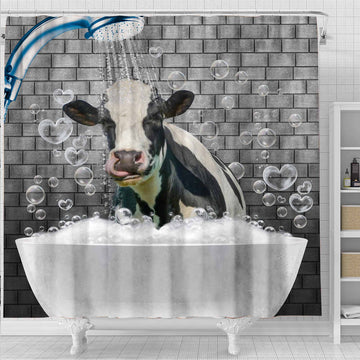 Joy Corners Holstein Brick Wall 3D Shower Curtain