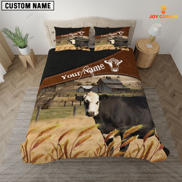 JoyCorners Black Hereford On The Field Customized Name 3D Bedding Set