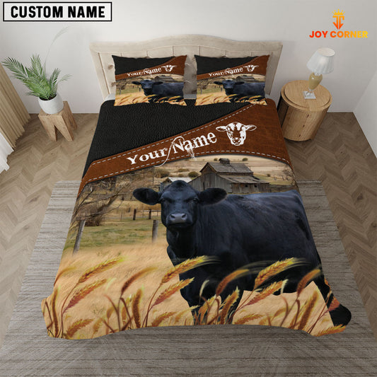 JoyCorners Black Angus On The Field Customized Name 3D Bedding Set