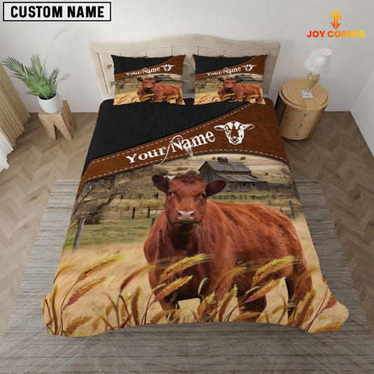 JoyCorners Red Angus On The Field Customized Name 3D Bedding Set