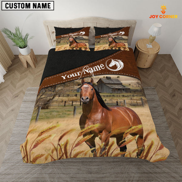 JoyCorners Horse On The Field Customized Name 3D Bedding Set