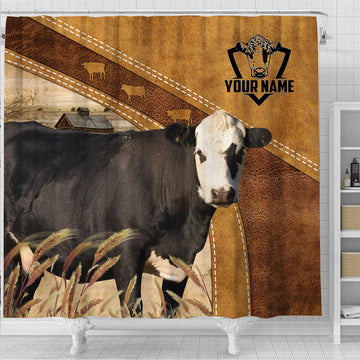 Joycorners Custom Name Black Hereford Pattern Shower Curtain