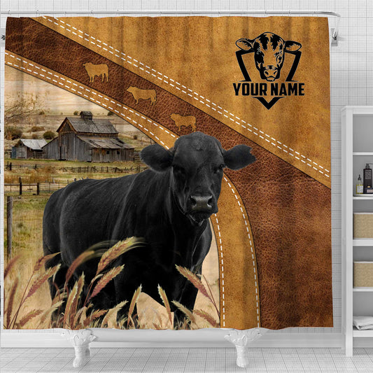 Joycorners Custom Name Black Angus Pattern Shower Curtain