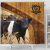 Joycorners Custom Name Belted Galloway Pattern Shower Curtain