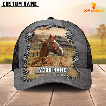 Joycorners Custom Name Horse Metal Pattern Cap