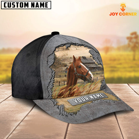 Joycorners Custom Name Horse Metal Pattern Cap