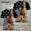 Joycorners Personalized Name Shorthorn Cattle US Flag All Over Printed 3D Hoodie