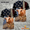 Joycorners Personalized Name Texas Longhorn Cattle US Flag All Over Printed 3D Hoodie