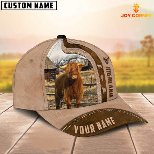 Joycorners Highland Cattle Custom Name Light Brown Cap