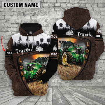 Joycorners Tractor On Farms Custom Name Printed 3D Wooden Forest Hoodie