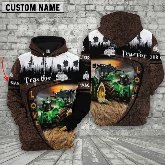 Joycorners Tractor On Farms Custom Name Printed 3D Wooden Forest Hoodie