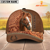 Joycorners Custom Name Horse Leather Carving Patterns Cap