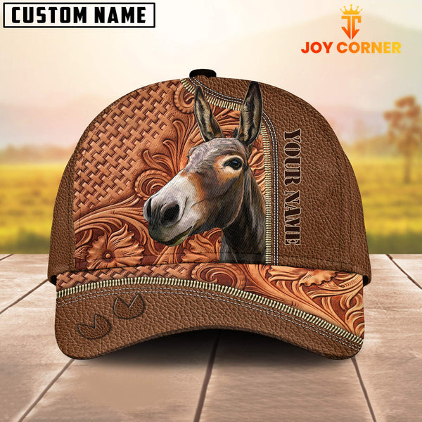 Joycorners Custom Name Donkey Leather Carving Patterns Cap