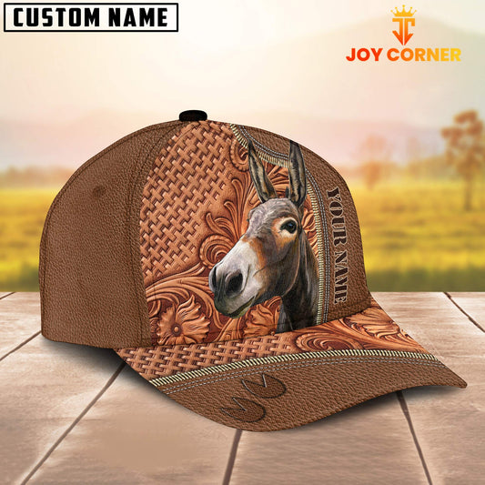 Joycorners Custom Name Donkey Leather Carving Patterns Cap