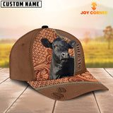 Joycorners Custom Name Black Angus Leather Carving Patterns Cap