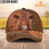 Joycorners Custom Name Red Angus Leather Carving Patterns Cap