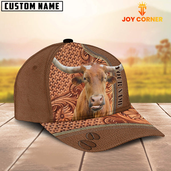 Joycorners Custom Name Texas Longhorn Leather Carving Patterns Cap