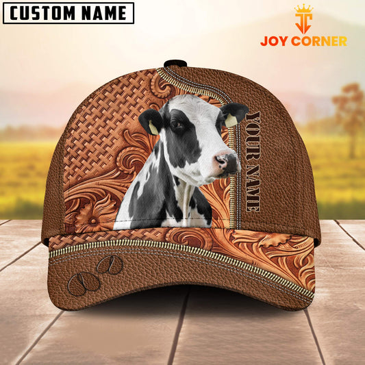 Joycorners Custom Name Holstein Leather Carving Patterns Cap