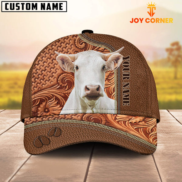 Joycorners Custom Name Charolais Leather Carving Patterns Cap