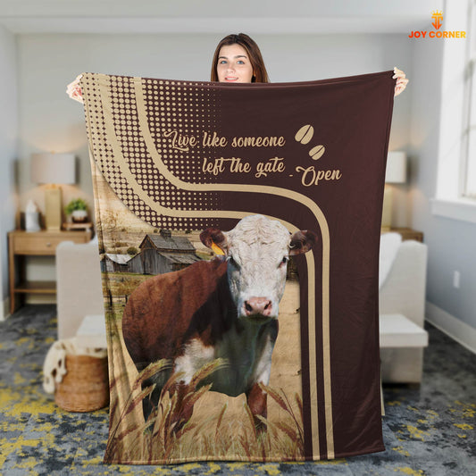 Joycorners Hereford Live Like Someone Left The Gate Open Cattle Blanket