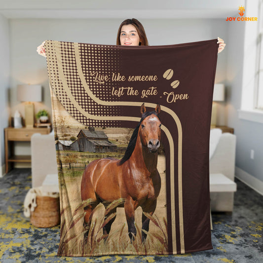 Joycorners Horse Live Like Someone Left The Gate Open Blanket