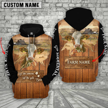 Joycorners Simmental Custom Name Live Like Someone Left The Gate Open Wood Pattern Hoodie