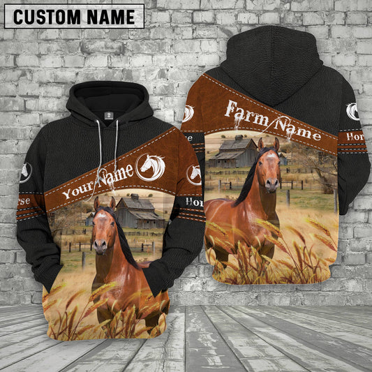 Joycorners Horse On Farms Custom Name Printed 3D Black Hoodie