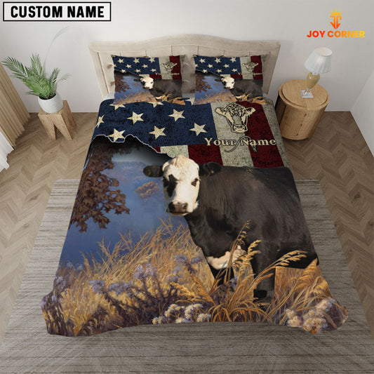 JoyCorners Black Hereford America Customized Name 3D Bedding Set