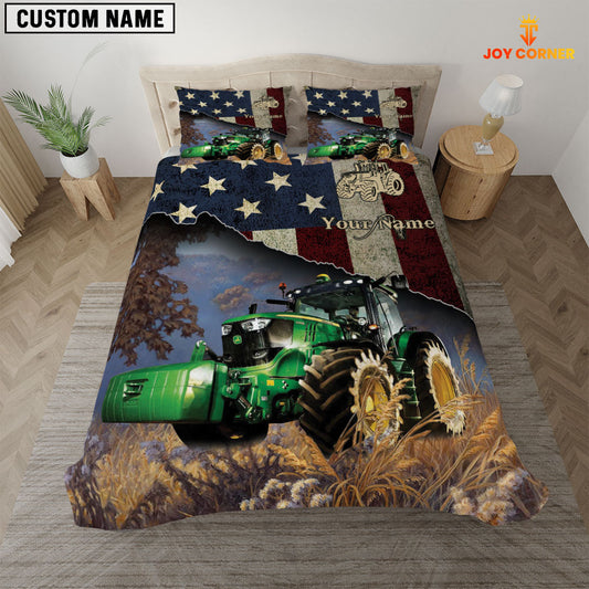 JoyCorners Tractor America Customized Name 3D Bedding Set