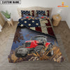 JoyCorners Red Tractor America Customized Name 3D Bedding Set