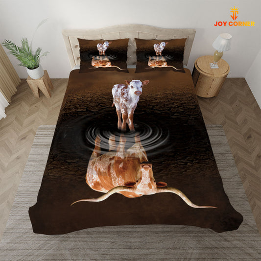 JoyCorners Texas Longhorn Mother And Child 3D Bedding Set