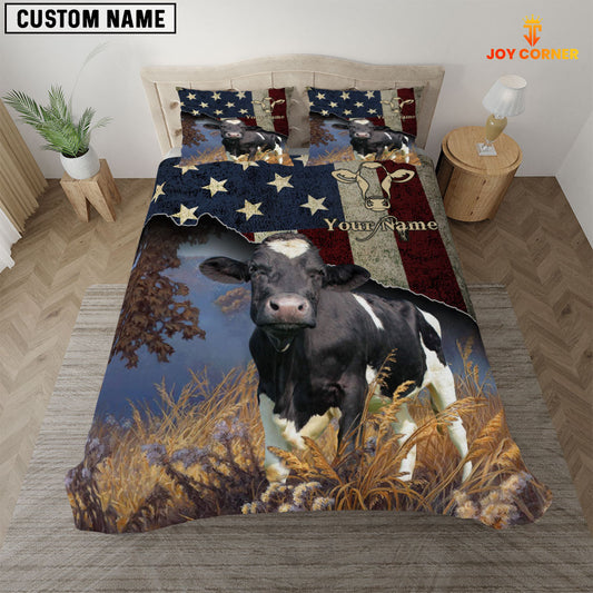 JoyCorners Holstein America Customized Name 3D Bedding Set