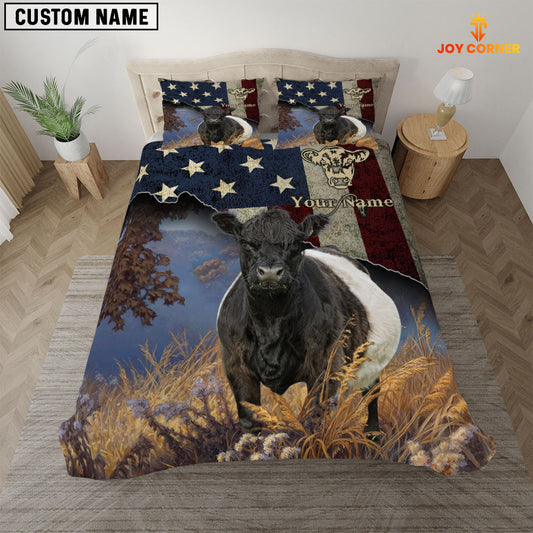 JoyCorners Belted Galloway America Customized Name 3D Bedding Set