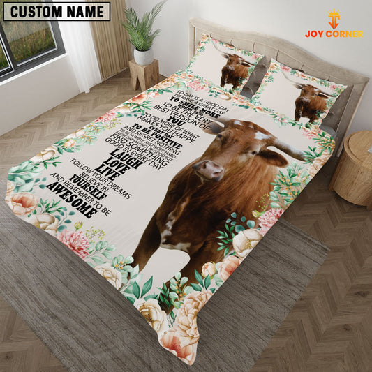 JoyCorners Texas Longhorn Rose Flower 3D Bedding Set