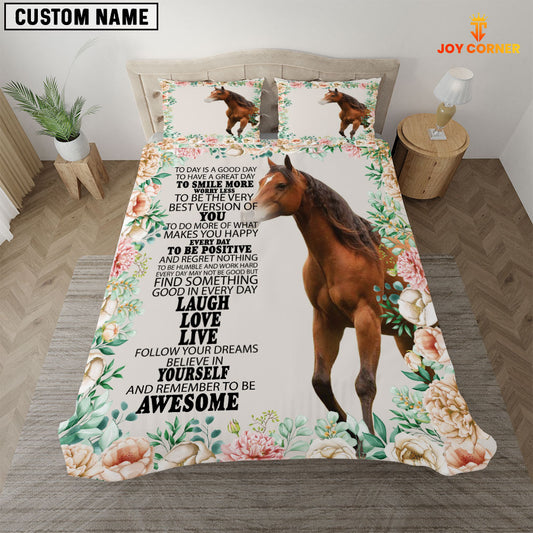 JoyCorners Horse Rose Flower 3D Bedding Set