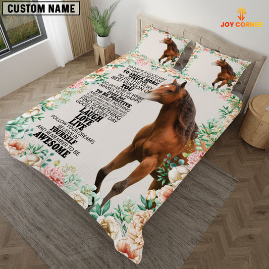 JoyCorners Horse Rose Flower 3D Bedding Set