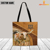 Joycorners Texas Longhorn Pattern Customized Name 3D Tote Bag