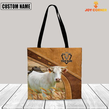 Joycorners Charolais Pattern Customized Name 3D Tote Bag