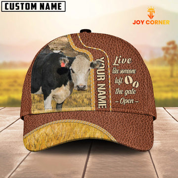 Joycorners Black Hereford Live Like Someone Customized Name Brown Leather Cap