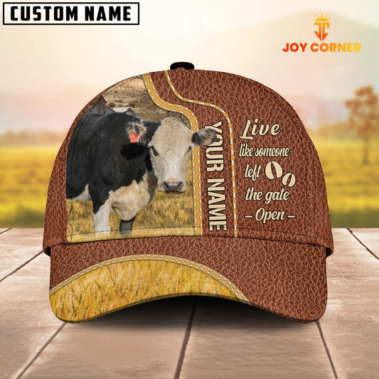 Joycorners Black Hereford Live Like Someone Customized Name Brown Leather Cap