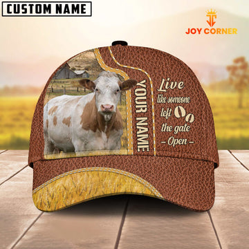 Joycorners Simmental Live Like Someone Customized Name Brown Leather Cap