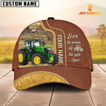 Joycorners Tractor Live Like Someone Customized Name Brown Leather Cap