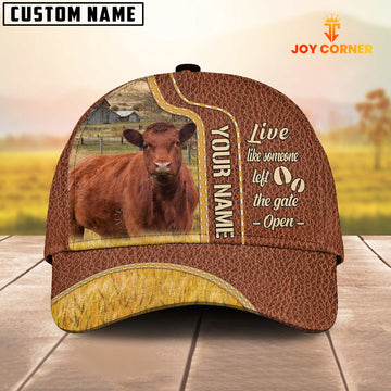 Joycorners Red Angus Live Like Someone Customized Name Brown Leather Cap