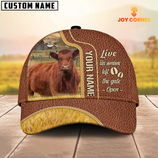 Joycorners Red Angus Live Like Someone Customized Name Brown Leather Cap