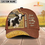 Joycorners Holstein Live Like Someone Customized Name Brown Leather Cap