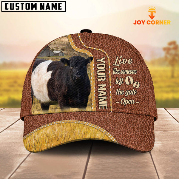 Joycorners Belted Galloway Live Like Someone Customized Name Brown Leather Cap