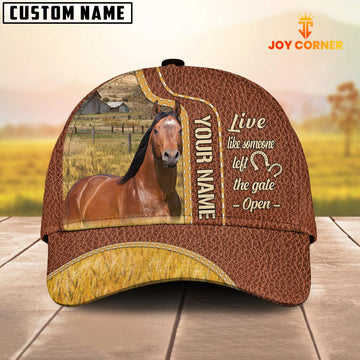 Joycorners Horse Live Like Someone Customized Name Brown Leather Cap