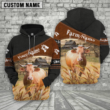 Joycorners Gelbvieh On Farm Custom Name Printed 3D Black Hoodie
