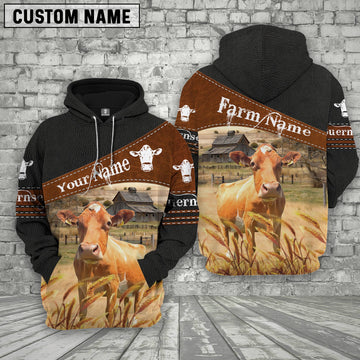 Joycorners Guernsey On Farm Custom Name Printed 3D Black Hoodie